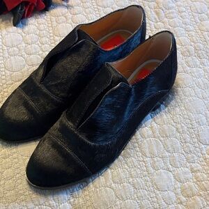 Calf hair Black Leather Shoes